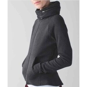 Lululemon &go Black Heathered Charcoal Gray Destination Hoodie Jacket Sz 8
